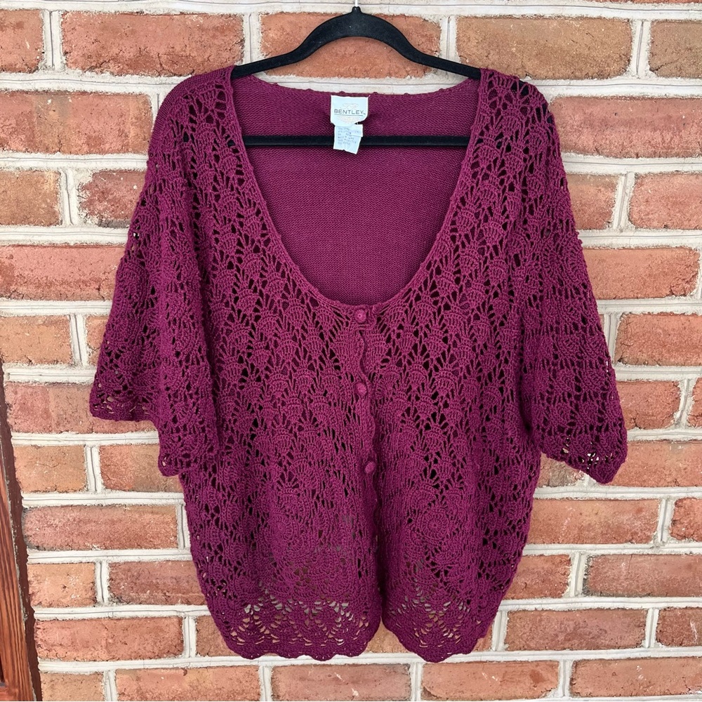 Open crochet short sleeve Cardigan, Bentley size 26
